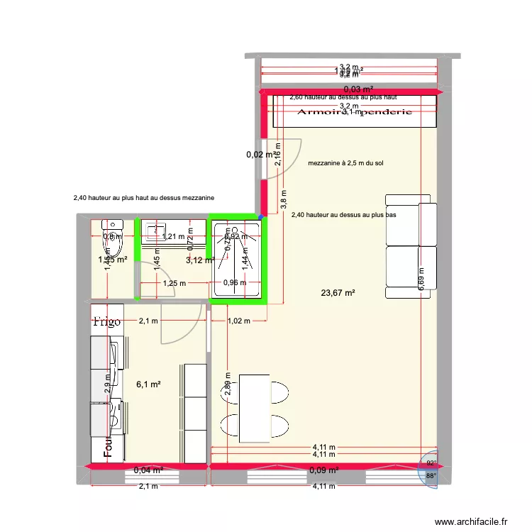 henri Ferrari 1. Plan de 9 pièces et 36 m²