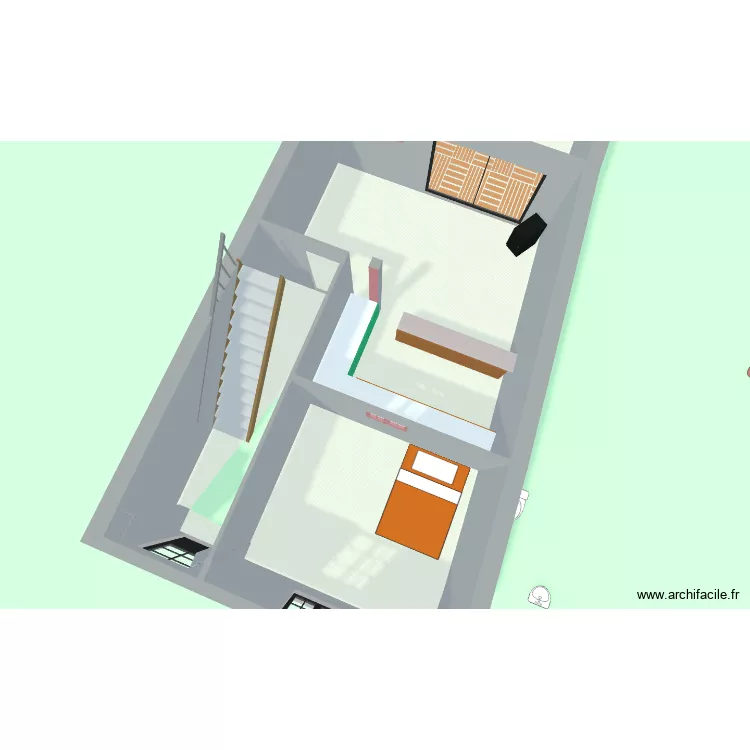 essai cuiisine recoin 3D. Plan de 3  et 91 m²