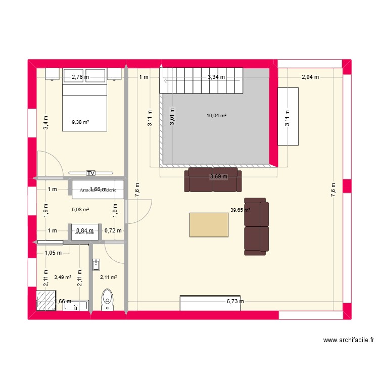 moule jean claude. Plan de 6 pièces et 70 m2