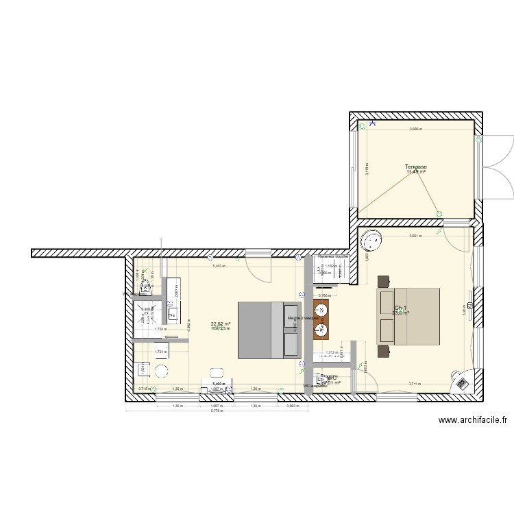 RDC Ch2_ plan 4. Plan de 4 pièces et 59 m2