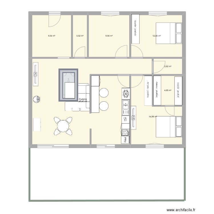 saint bonnet. Plan de 8 pièces et 107 m2