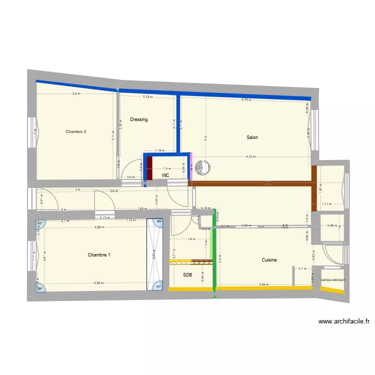 Last Plan VF v meubl&eacute;. Plan de 13  et 107 m²