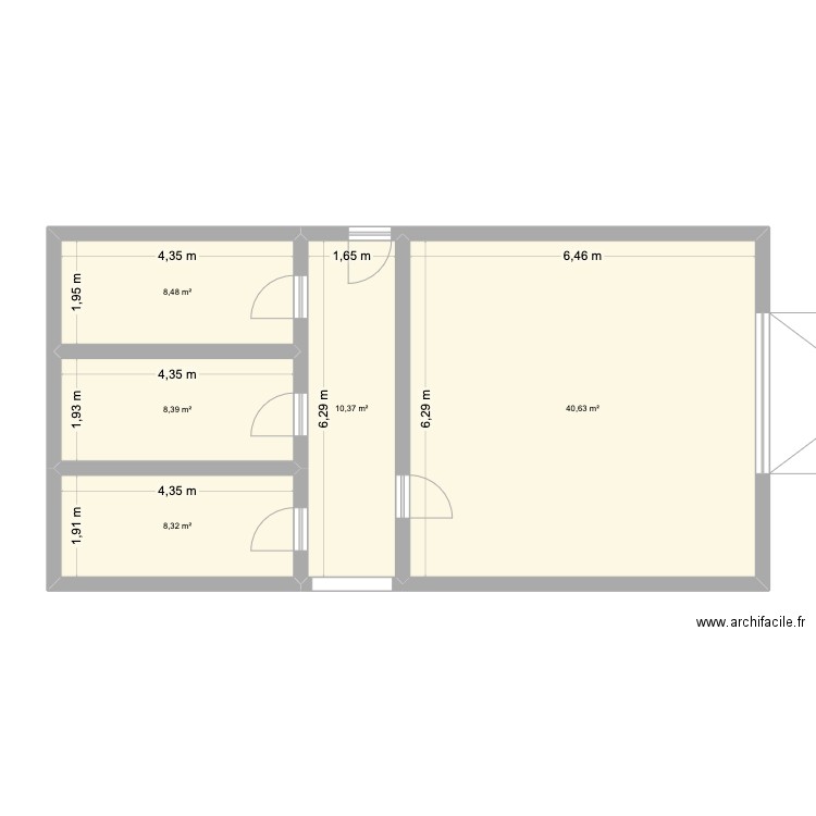 vue du dessus. Plan de 5 pièces et 76 m2