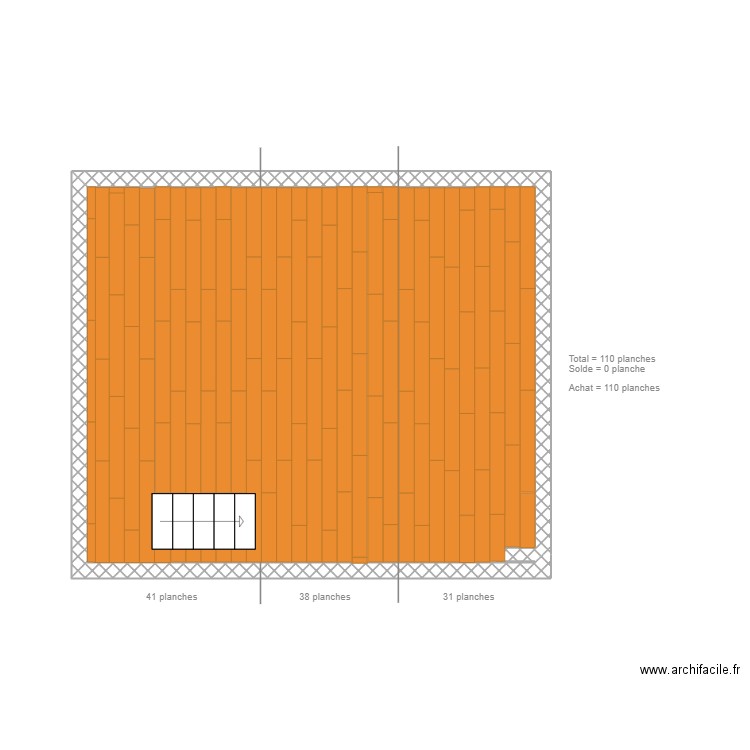 Calepinage galeta V1. Plan de 1 pièce et 27 m2