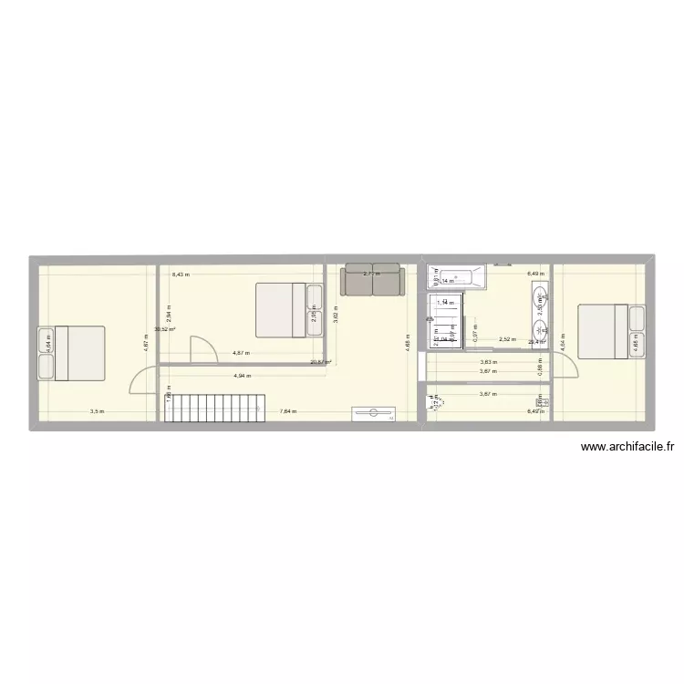 grange etage. Plan de 3 Pièces et 81 m² grange etage. Plan de 3 Pièces et 81 m²