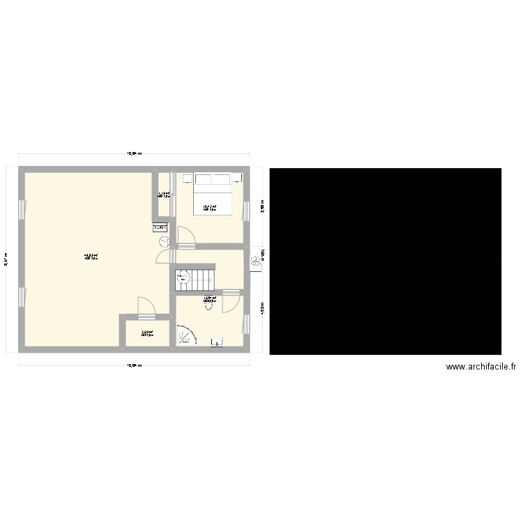 sous-sol notre plan Axelle. Plan de 5 pièces et 76 m2