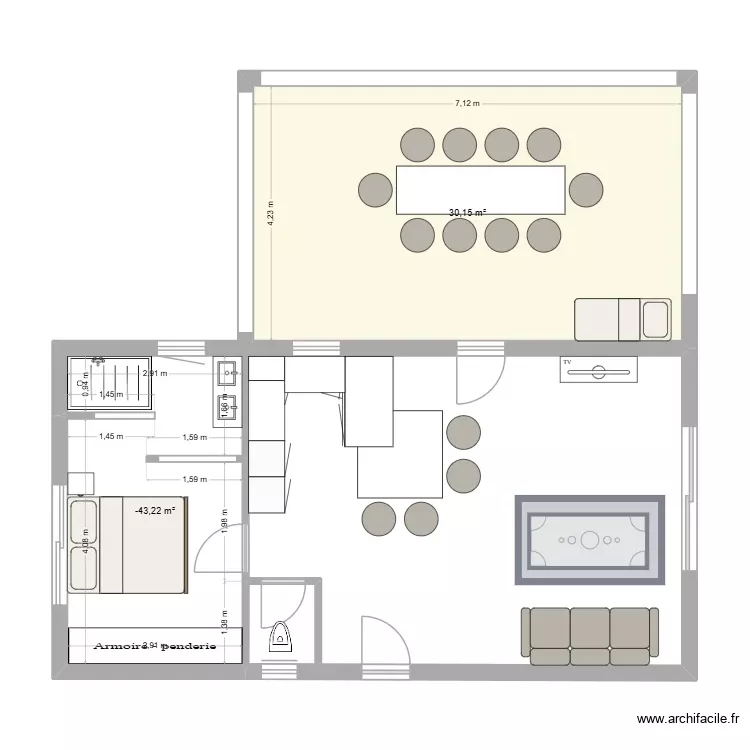 pool house2. Plan de 2 Pièces et 45 m² pool house2. Plan de 2 Pièces et 45 m²