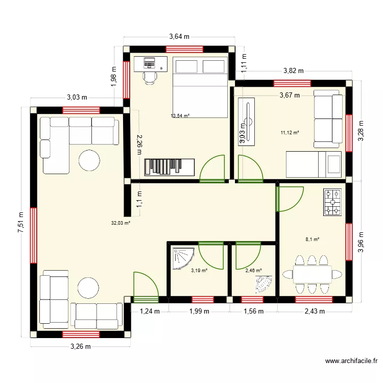 REZ-DE-CHAUSSE. Plan de 6 et 70 m² REZ-DE-CHAUSSE. Plan de 6 et 70 m²