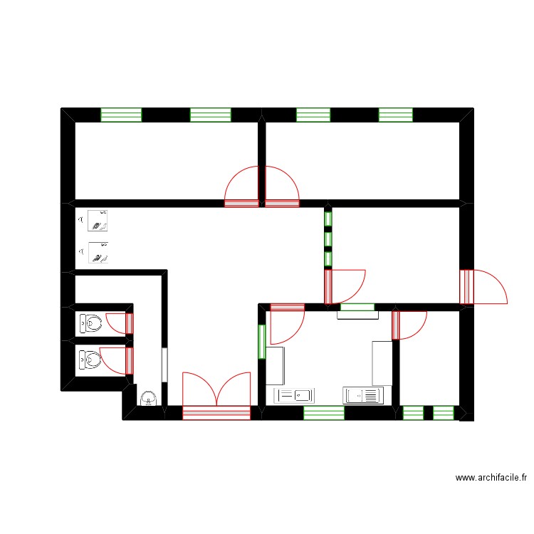 مركز التربية. Plan de 9 pièces et 22 m2