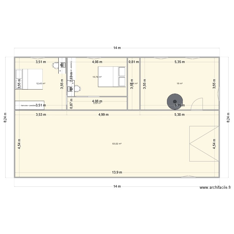 Garage 1. Plan de 6 pièces et 112 m2