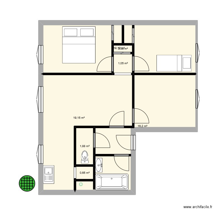 MARSILI. Plan de 7 pièces et 59 m2