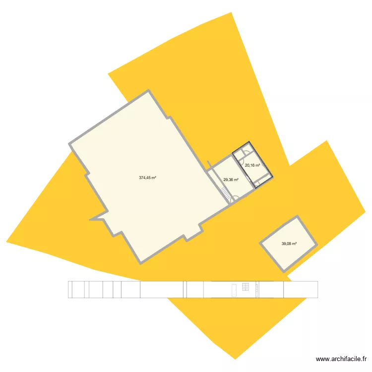 plan de masse RDC. Plan de 4  et 463 m²