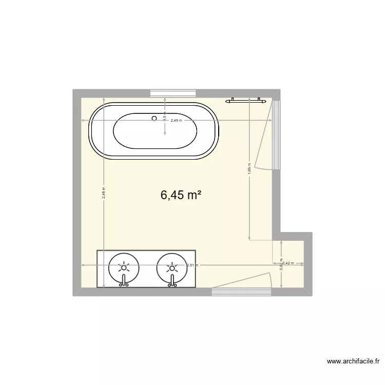 salle de bain. Plan de 1 pièce et 6 m²
