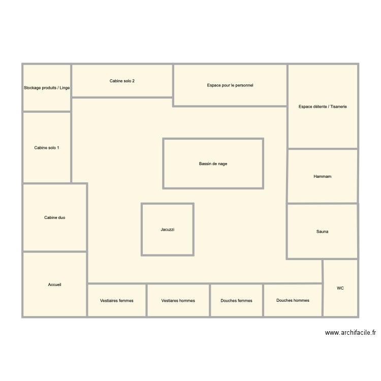 Plan SPA. Plan de 17 pièces et 176 m2