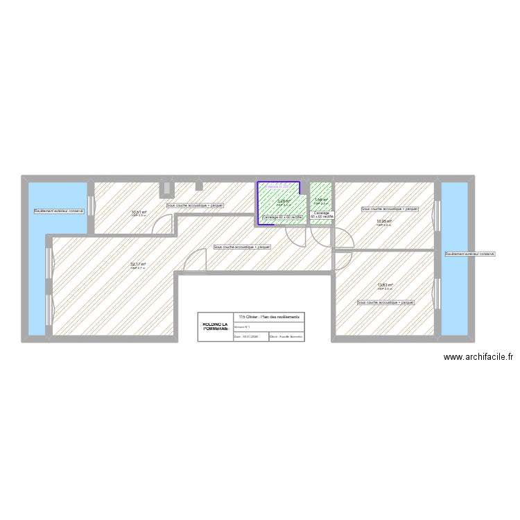 R4 - REVETEMENTS - BONNEFOI. Plan de 9 pièces et 87 m2