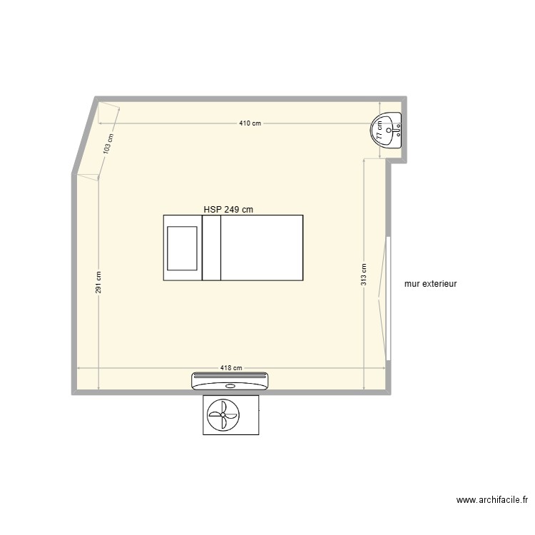 salon de massage. Plan de 1 pièce et 16 m2