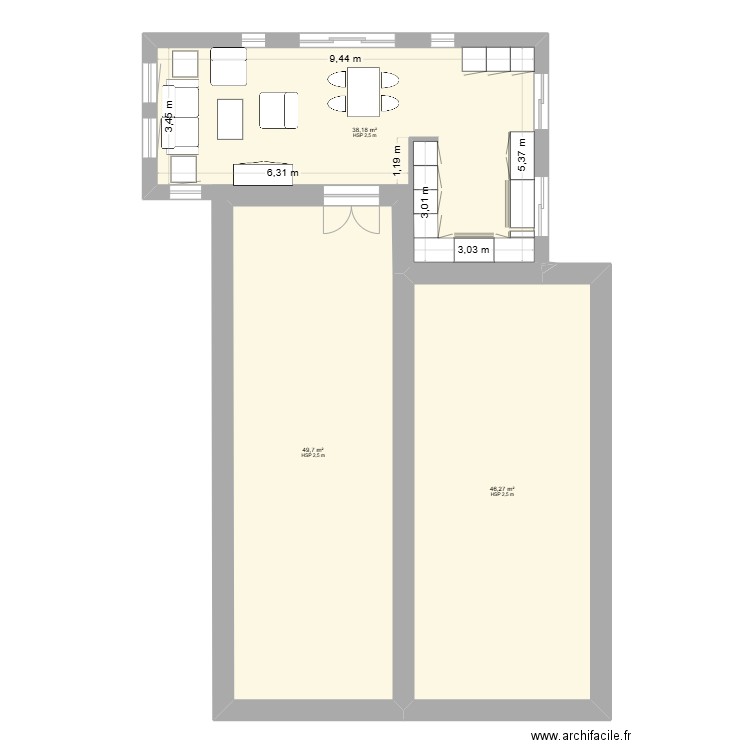 annexe grande 2. Plan de 6 pièces et 221 m2