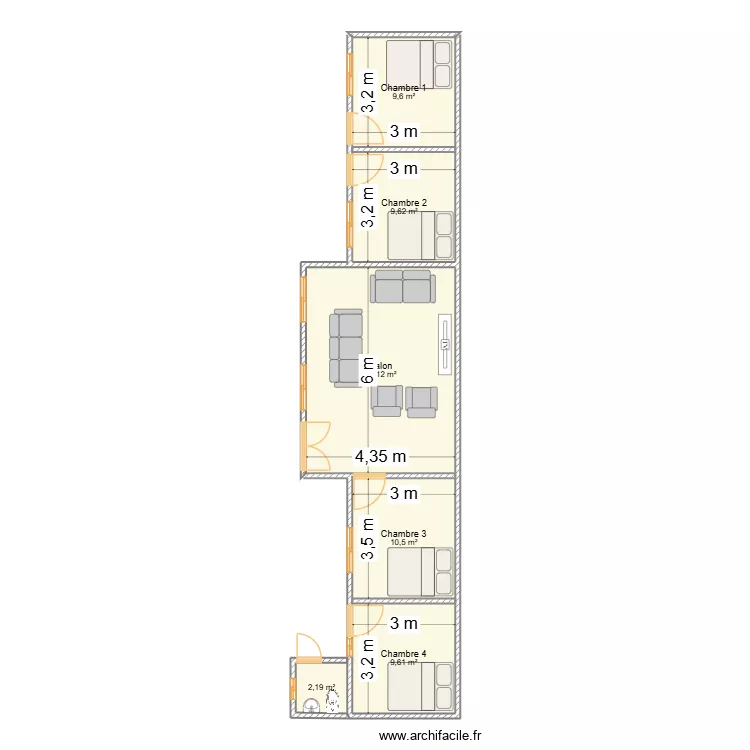 Deido. Plan de 6  et 68 m²