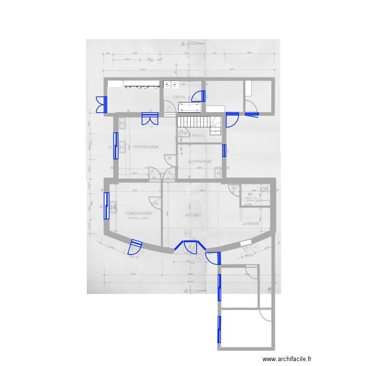 Clinique projet. Plan de 15 pièces et 243 m2