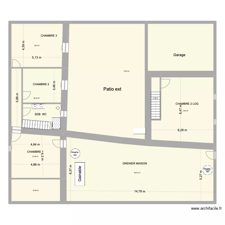 St VIVIEN 2 etage David. Plan de 8 et 328 m² St VIVIEN 2 etage David. Plan de 8 et 328 m²