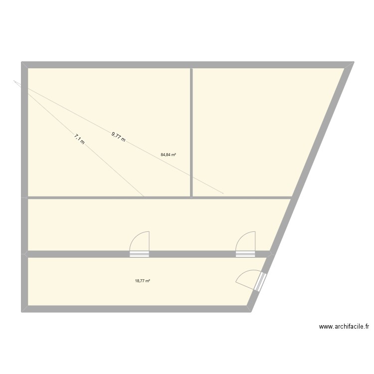 SAS 4 saisons Sou toiture. Plan de 2 pièces et 104 m2