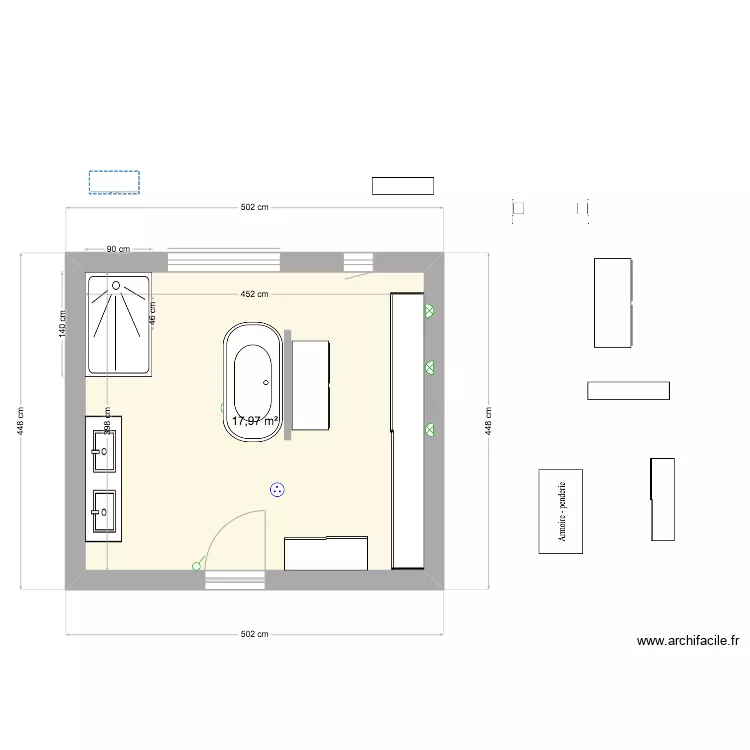 Salle de bain "Maylis". Plan de 