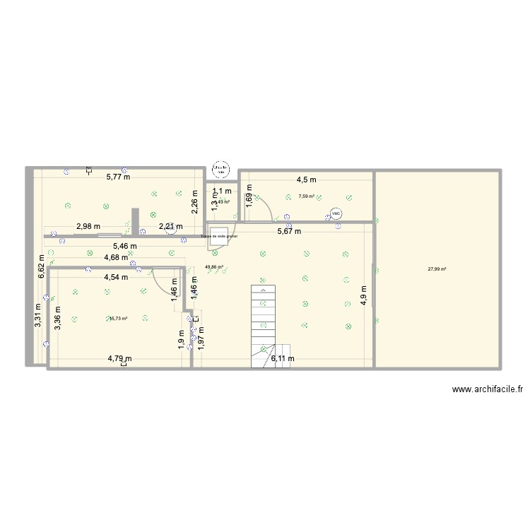 maison Antoine RDC. Plan de 5 pièces et 103 m2
