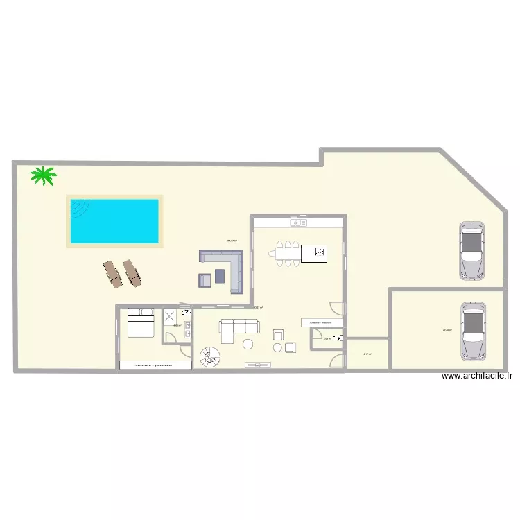 villa 1. Plan de 6 Pièces et 465 m²