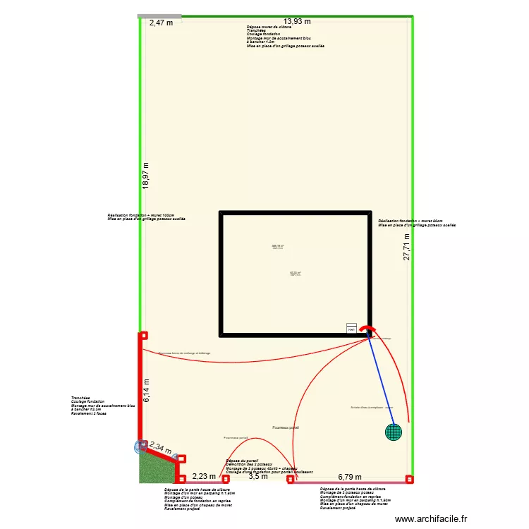 Projet MORET - &eacute;tat projet&eacute; &eacute;lec et plomberie. Plan de 9  et 519 m²