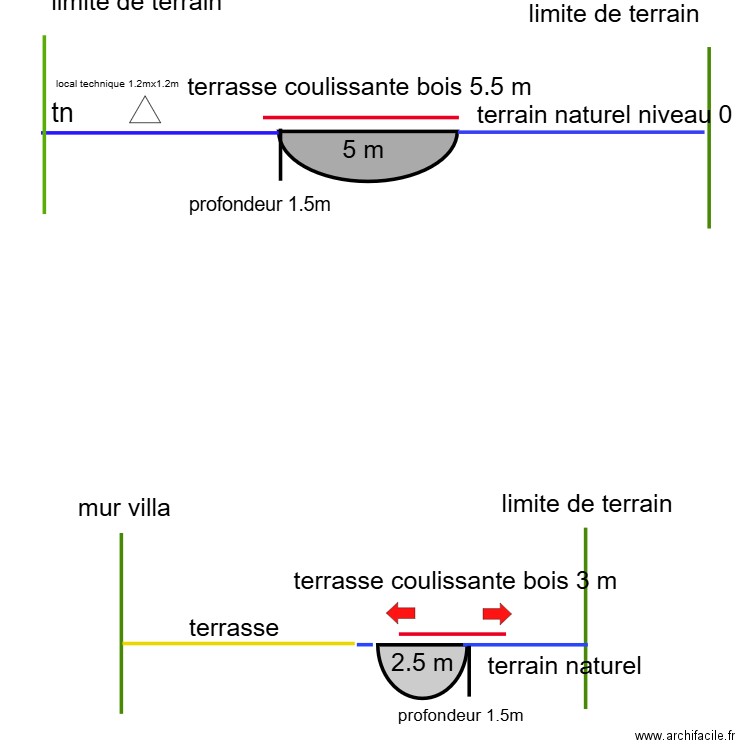 plan de coupe. Plan de 0 pièce et 0 m2