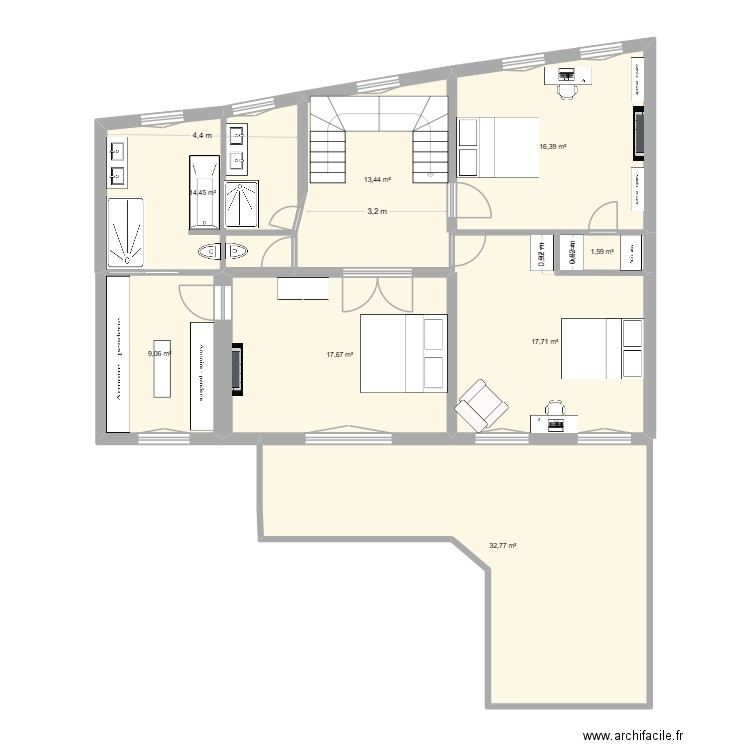 DH - 1er etage 30-11-25. Plan de 8 pièces et 123 m2