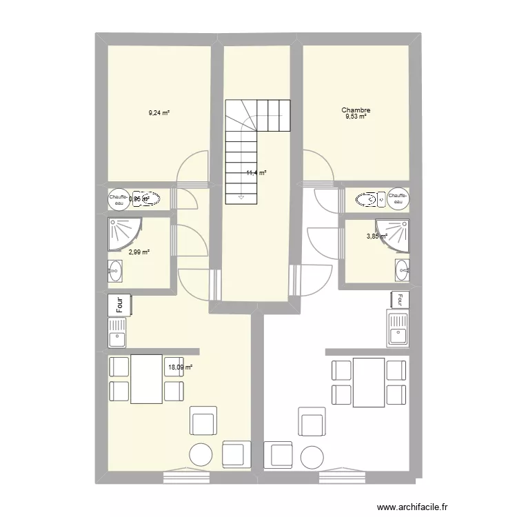 2eme &eacute;tage. Plan de 7  et 56 m²