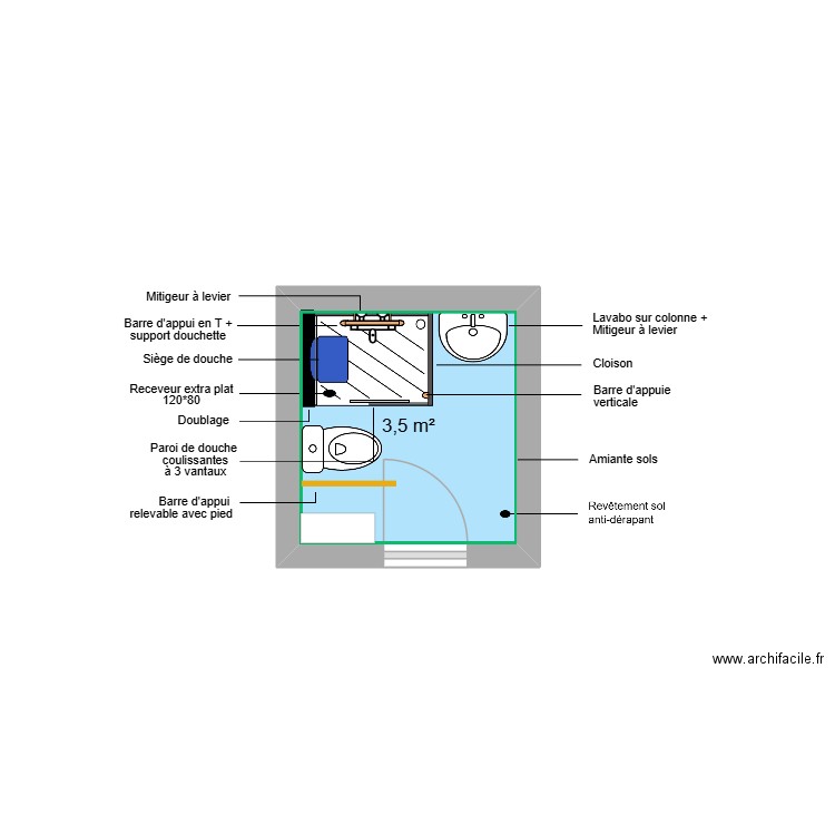 Projet SANDIER 1. Plan de 1 pièce et 4 m2