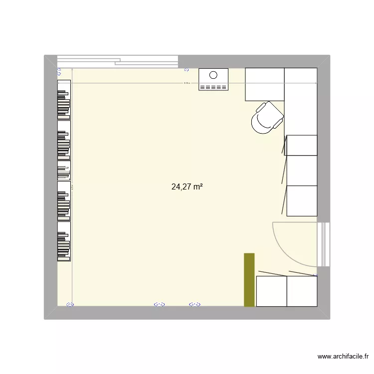 bureau. Plan de 1  et 24 m²