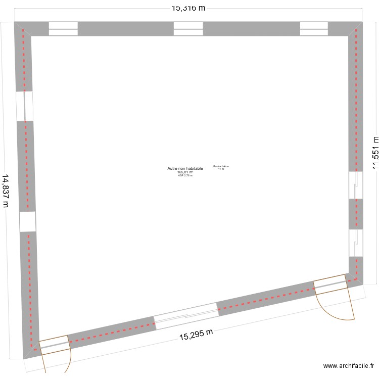 PLANCHER DOJO. Plan de 1 pièce et 166 m2