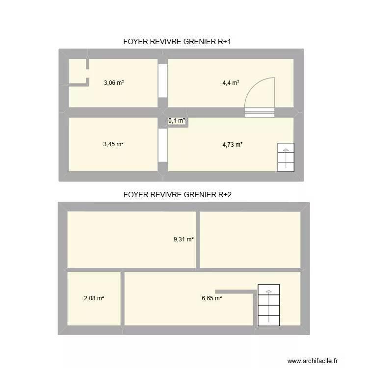 FOYER REVIVRE GRENIERS. Plan de 8  et 34 m²