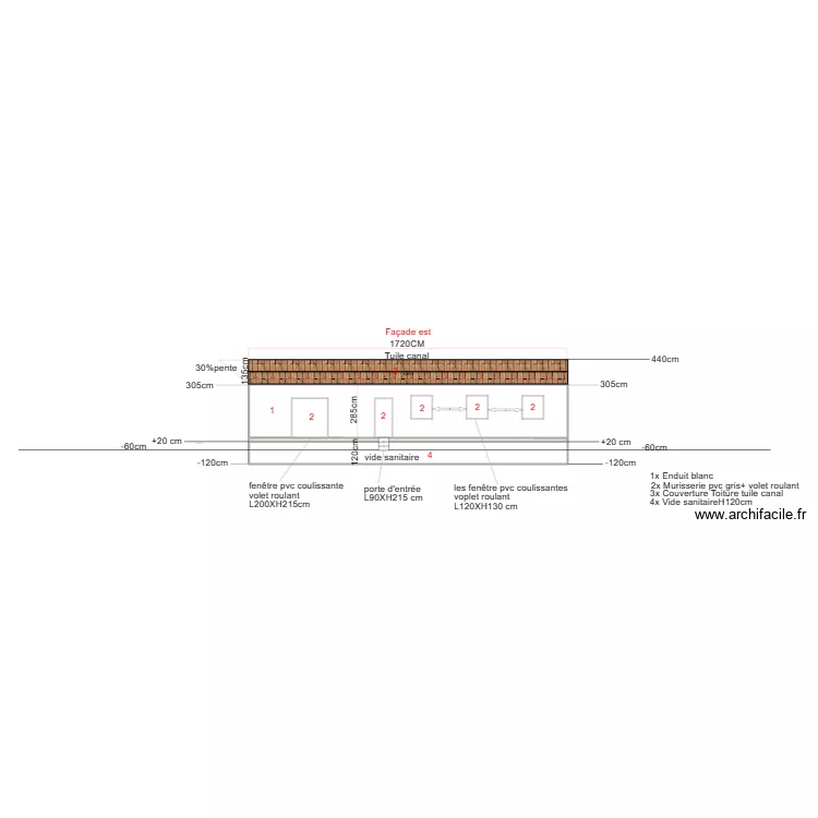plan facade est 001. Plan de 
