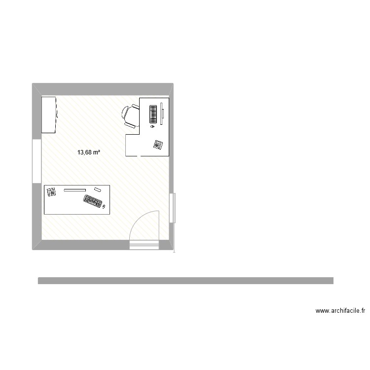Bureau AEC. Plan de 1 pièce et 14 m2