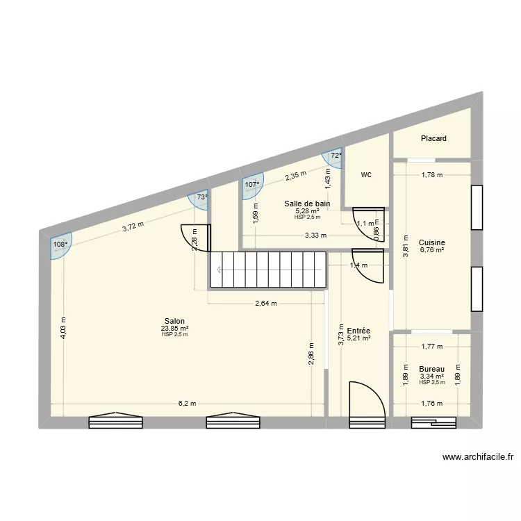 CERTIVIA RDC. Plan de 7  et 51 m²