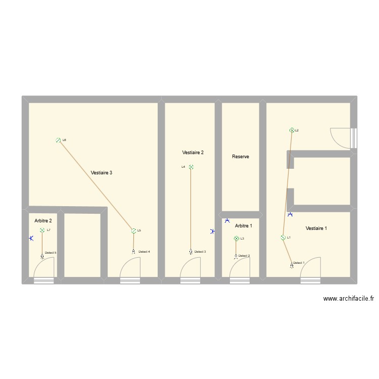 Vestiaire Veyrac. Plan de 7 pièces et 79 m2