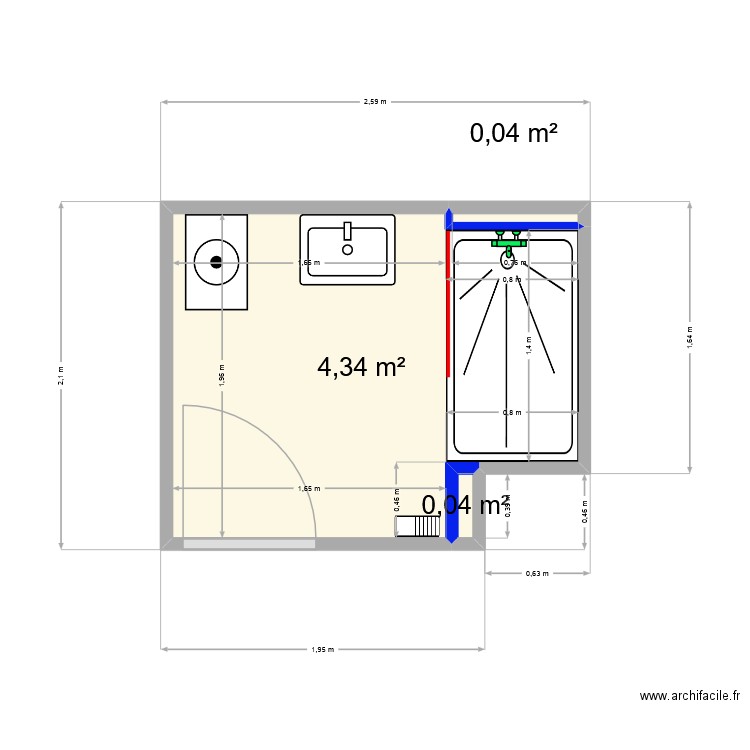 pensec. Plan de 3 pièces et 4 m2