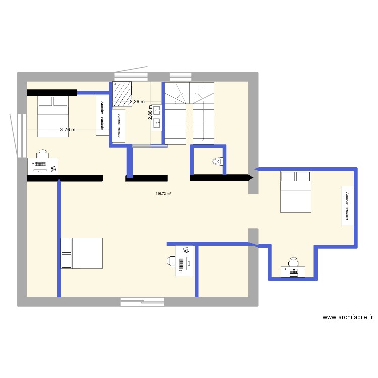 VALIOUD CHAMBRES ENFANTS V3. Plan de 1 pièce et 117 m2