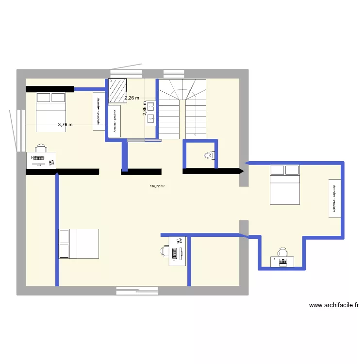 VALIOUD CHAMBRES ENFANTS V3. Plan de 1  et 117 m²