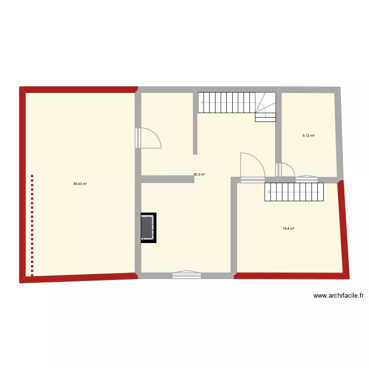 Maison rosales cotes actuelles. Plan de 4 pièces et 105 m² Maison rosales cotes actuelles. Plan de 4 pièces et 105 m²