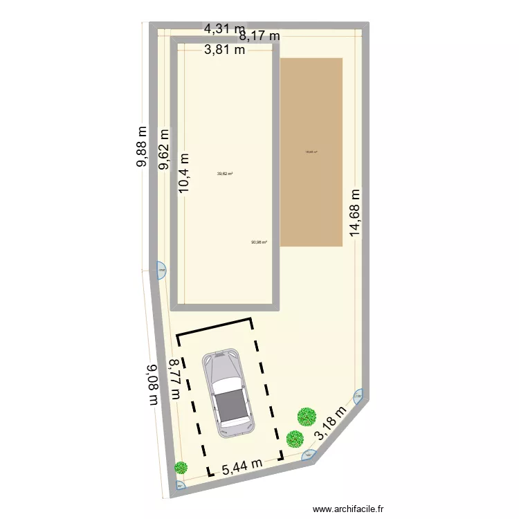 Plan mobil home. Plan de 2 Pièces et 178 m²