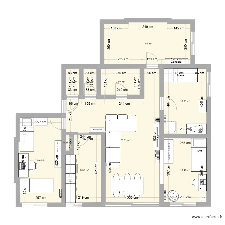 Athis. Plan de 10 pièces et 92 m2