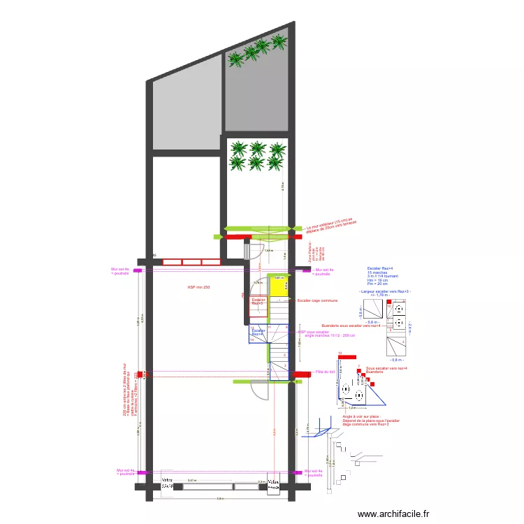 BAUCQ 77 3e &eacute;tage Escaliers/Tr&eacute;mie. Plan de 8  et 100 m²