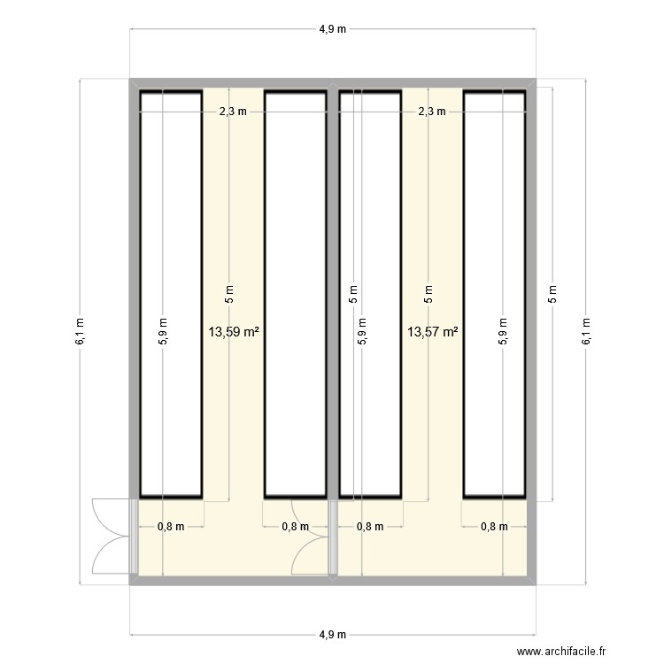 Echantillotheque Plan 1. Plan de 2 pièces et 27 m2