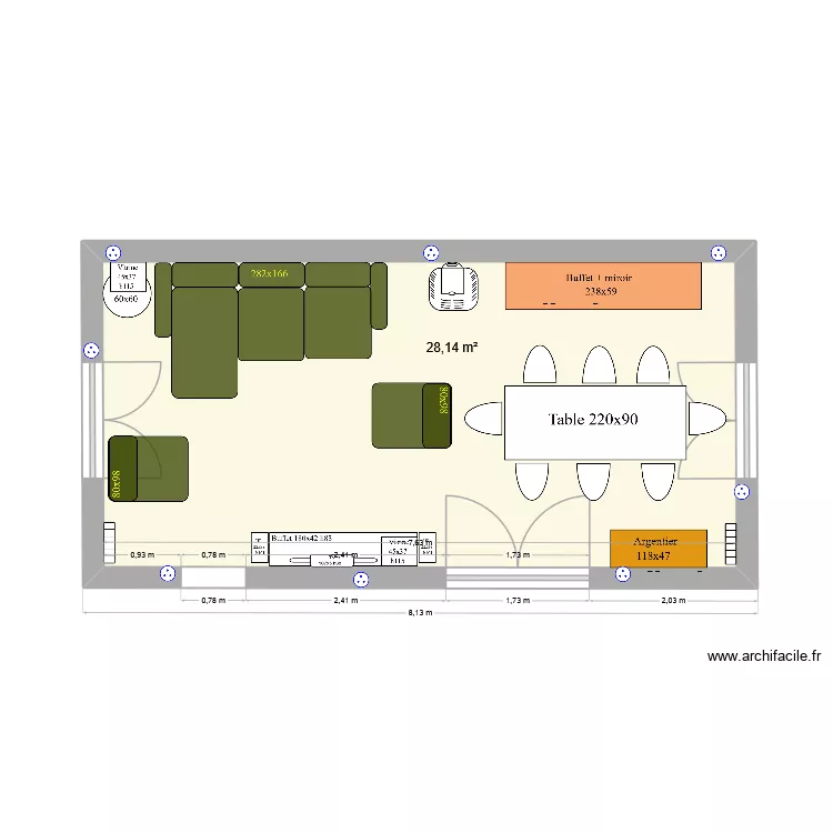 SALON Apres2. Plan de 1 et 28 m² SALON Apres2. Plan de 1 et 28 m²
