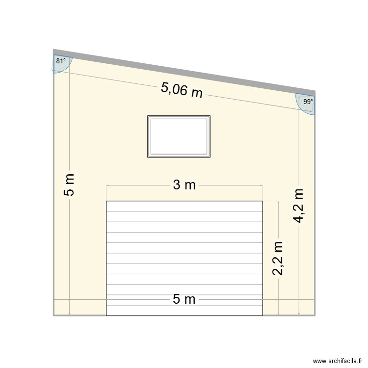 Façade NORD Entrée garage. Plan de 1 pièce et 23 m2